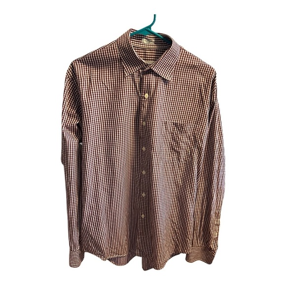 Peter Millar Crown Crafted Men's Red Checkered Button Down Shirt Cotton & Silk L - Picture 2 of 4